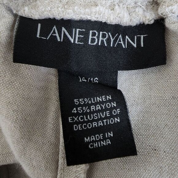 Lane Bryant Cream Linen Blend Cropped Pants Size 14/16 (2335) - Picture 4 of 5